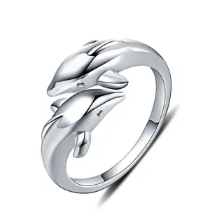 Animal Theme Fashion Jewelry Korean Cute 925 Sterling Silver Dolphin Ring