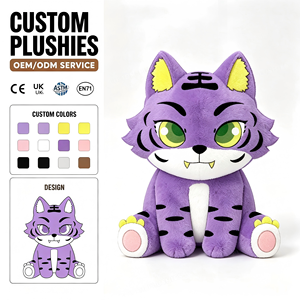 Peluche Personalizzato OEM a Forma di <span class=keywords><strong>Tigre</strong></span> Viola, Giocattolo Mascotte Personalizzato per Souvenir e Promozioni - Product Image 1