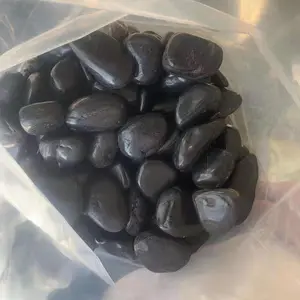 Pure Black River Pebbles Polished Natural Pebble Stone For Floor Paving