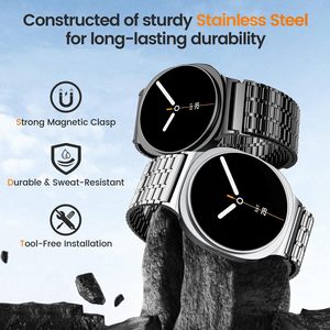 316L tali gesper baja tahan karat magnetik, ikat pinggang gesper baja tahan karat dengan pengunci cepat untuk jam samsung 8 - Product Image 3