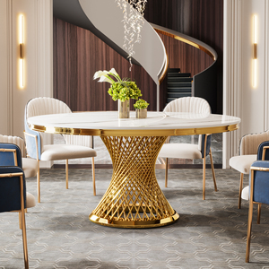 Tribesigns Italian Gold Stainless Steel Leg Dininer <strong>Tables</strong> Modern <strong>Round</strong> Sintered Stone Rock Plate <strong>Table</strong> <strong>Table</strong> - Product Image 1