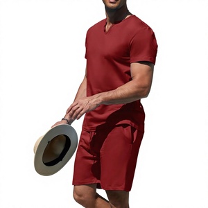 Ensemble été homme t-shirt col rond et short en coton à séchage rapide, style décontracté, en promotion à prix abordable - Product Image 3