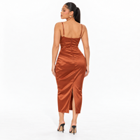 Collection de robes maxi décontractées pour femmes, mode urbaine, couleur unie, col en V profond, bretelles spaghetti, été, teinture unie