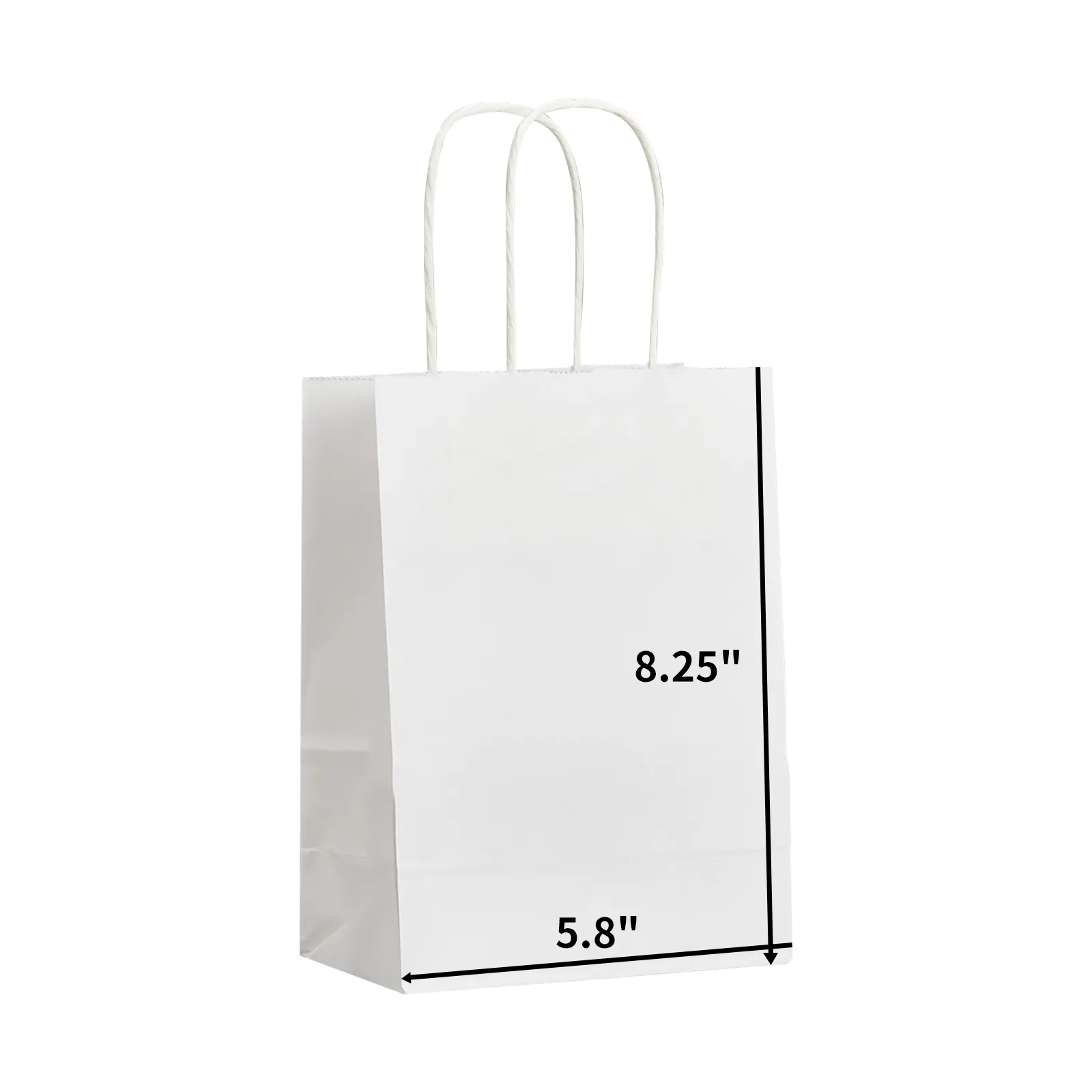 Sacs en papier personnalisés avec logo 5.8*3.2*8.25 pouces Petits sacs en papier kraft blanc avec poignées Sacs-cadeaux Vente en gros