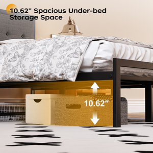 Khung giường sắt bán buôn, cỡ Queen, King, Double, Full, có đầu giường bọc nệm nút bấm, nội thất phòng ngủ, có thể tùy chỉnh - Product Image 3