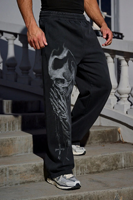Pantalon de sport décontracté imprimé pour homme, style Hip-Hop American Vintage, pour le fitness et la tenue urbaine, taille mi-haute élastique, en tissu peigné délavé à l'acide