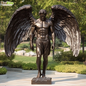 Sculpture de jardin YOUFINE, ange gardien en bronze sur mesure, statue d'homme avec de grandes ailes - Product Image 2