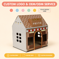 Maison pour chat d'intérieur de luxe personnalisable OEM/ODM, en carton ondulé, avec griffoir pour le jeu des animaux de compagnie