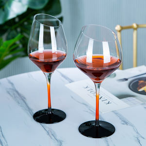 Verres à <span class=keywords><strong>vin</strong></span> à pied dégradés à la mode, faits à la main, avec bord incliné coloré, gobelets à <span class=keywords><strong>vin</strong></span> rouge - Product Image 4