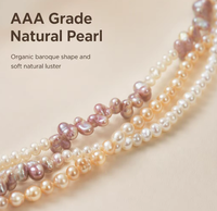 Collier ras-de-cou double rangs en perles de culture d'eau douce baroques blanches naturelles Fuxi, bijoux vintage de luxe léger AAA pour femme