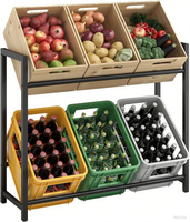 Étagère à caisses de boissons en acier allié noir de style moderne Source Factory, 6 caisses, pieds en plastique réglables en hauteur