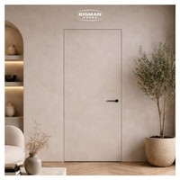 Porte intérieure beige plate dissimulée avec charnière cachée, design moderne haut de gamme, élégante, pour chambre à coucher avec panneau mural – Canada