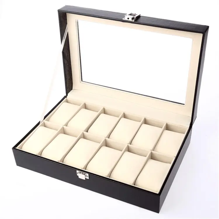 6/10/12 Grids Jewelry Boxes Display Best Gift Storage Box for Quartz Watches PU Leather Watch Case Holder Organizer watch box