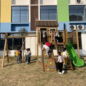 子供子供用屋外遊び場設備庭庭遊び場スウィングセットプレイグラウンドウッドプレイハウス - Product Image 4