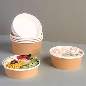 Bol en papier kraft blanc rond jetable personnalisé avec logo imprimé, 1300 ml/1480 ml, qualité alimentaire, avec couvercle - Product Image 4