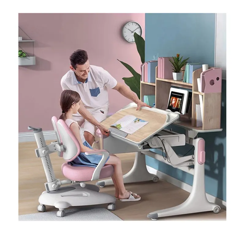 Ensembles de meubles pour enfants de 5 à 16 ans, Table d'étude, mobilier pour enfants, bureau et étagères ergonomiques/bureau réglable en hauteur + chaise