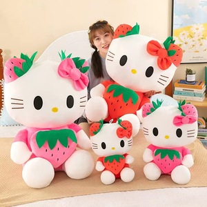 Nuovo Peluche Gatto KT a Forma di Fragola, Cuscino per Bambine, Bambola per Bambini - Product Image 1
