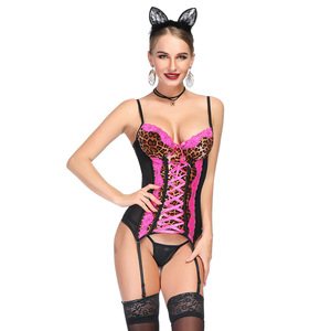 Lencería Sexy para Mujer, Top Corset de Malla con Estampado de Leopardo, Vestido de Noche, Top Tubo, Mono con Tiras Ajustables, Ropa Interior Sexy para Mujer - Product Image 4
