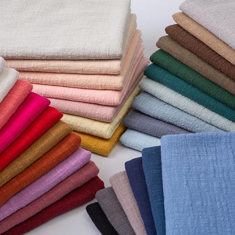 Solid Color Soft Thin Linen Cotton Fabric Organic Material For Sewing DIY Handmade Clothes Fabric