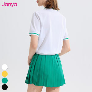 詹雅女式健身房健身套装短袖彩色阻挡高尔夫上衣2件套褶裥瑜伽网球裙泡菜套装 - Product Image 3