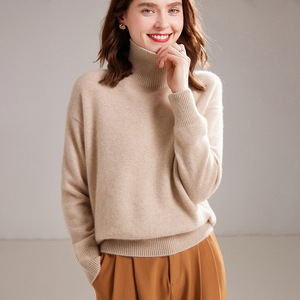 Qiaoyatou厚手のタートルネック100カシミア王Fei秋冬ルーズ無地セーターレディース - Product Image 6