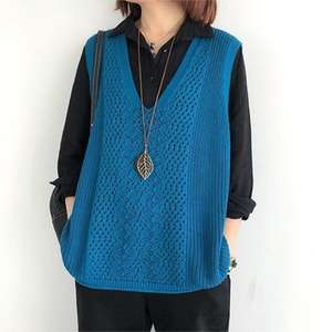 <span class=keywords><strong>Chaleco</strong></span> sin Mangas de Punto <span class=keywords><strong>Calado</strong></span> con Cuello en V para <span class=keywords><strong>Mujer</strong></span>, Estilo Holgado, Informal, para Uso Diario y Ocio, 2025 - Product Image 5