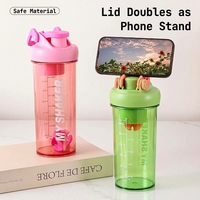 Bouteille de shaker sport 700 ml avec couvercle support téléphone, anti-fuite, sans BPA, en plastique, pour mélange de protéines, idéale pour la salle de sport