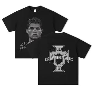 Camiseta de Algodón Estilo <span class=keywords><strong>Cristiano</strong></span> <span class=keywords><strong>Ronaldo</strong></span>, Corte Holgado, Casual, Manga Corta, Cuello Redondo, OEM 300g - Product Image 5