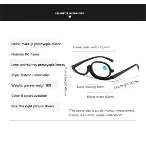 Magnifying <b>Glasses</b> Rotating Makeup <b>Reading</b> <b>Glasses</b> Anti Blue Light Make-up Presbyopic Eyeglasses Diopter +1.0 +<b>1.5</b> +2.0 to +4.0 - Product Image 6