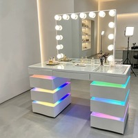 Nouvelle conception, table de toilette de luxe à LED RGB, miroir de maquillage avec tiroirs, meuble de chambre et d'hôtel, vente chaude