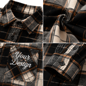 Chemise en flanelle personnalisée pour homme, coupe oversize, en coton épais à carreaux, style streetwear vintage, chemise de travail boutonnée, shacket avec logo brodé - Product Image 3
