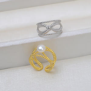 Anillo Ajustable de Plata S925 para Mujer, Estilo Coreano, con 6-8 Perlas Huecas, Accesorios para DIY, Anillos de Moda - Product Image 2