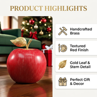 Ornement Pomme en Laiton – Décoration de Noël et Anniversaire, Cadeau, Centre de Table, Décoration de Bureau à Domicile – Vente en Gros