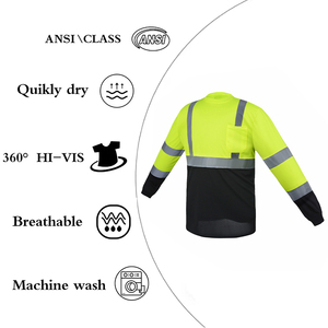 Diseño ligero Tela transpirable Trabajo de <span class=keywords><strong>alta</strong></span> <span class=keywords><strong>visibilidad</strong></span> Seguridad reflectante Camisetas <span class=keywords><strong>Polo</strong></span> de manga larga - Product Image 4