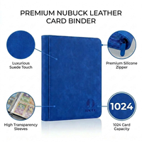 Porte-cartes en cuir suédé à 16 pochettes, 1024 emplacements, album de cartes à collectionner au toucher doux pour cartes TCG et cartes sportives