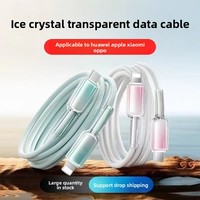 Cable USB a Tipo-C Morado, Carga Rápida 3A, Diseño Degradado de Cristal de Hielo, Nylon, Conductor de Cobre Puro para Teléfono Móvil e iOS
