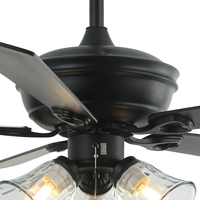 Ventilateur de plafond décoratif antique à pales en ABS de 52 pouces, moteur CC, avec télécommande, douille E27*3 en option, chaîne de traction