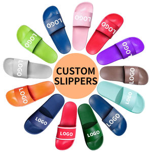 OEM Custom PU PVC EVA <b>Slides</b> Footwear Sandal Black Custom Logo Printed Summer <b>Slippers</b> - Product Image 1