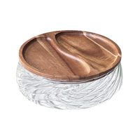 Acacia houten glazen licht luxe retro W-36 fruit- en notenbak woonkamer opbergplateau