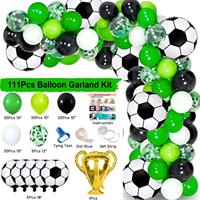 Nouveaux styles de décorations pour fêtes sur le thème du football, ballons en latex verts avec ballons en feuille d'aluminium en forme de ballon de football pour anniversaires et célébrations
