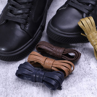 Lacets plats en coton de qualité supérieure, cirés, 7 mm, 100 % coton, pour bottes, chaussures en cuir, chaussures habillées