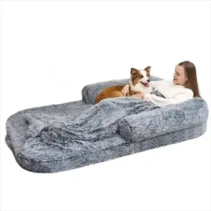 2 In 1 Calming Human Size Waterproof Giant Human Dog Bed Memory Foam Humanoid Dog Bed Kennel Suitable For Those Who Doze