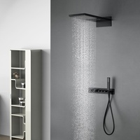 Ensemble de robinetterie de douche thermostatique en laiton chromé, pour montage encastré mural, avec fonction pluie et massage, à noyau céramique