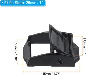 Hebillas de presión metálicas para correas de amarre de 5 mm, color negro - Product Image 2