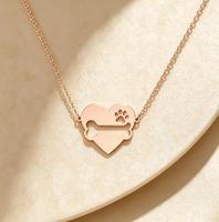Collier délicat en forme de cœur, patte de chien et os, étanche, inaltérable, personnalisable avec gravure, cadeau souvenir pour maman de chien