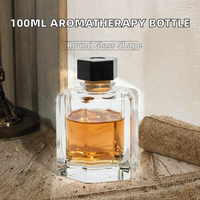 Bouteille diffuseur de parfum hexagonale géométrique en verre transparent de 1000 ml, vide, à facettes, avec bouchon noir, pour décoration de boutique