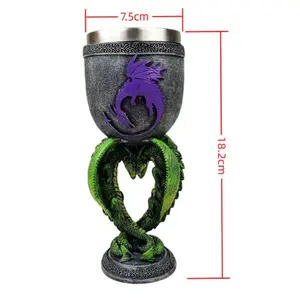 Factory Custom Cordial Glass 3D Wines Cup Stainless Steel Stemware Mug Resin New Design Bar Party Red Wine Goblet