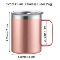 Couvercle de tasse à café de voyage écologique 12/14 oz, en acier inoxydable isolé, avec poignée, double paroi sous vide, pour boissons chaudes