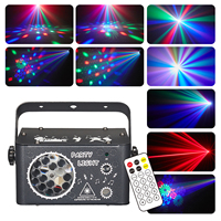 SENLAN Mini Proyector de Patrones de Escenario de 24W, 6x3W LEDs RGB, Dos Tiras Láser, Control DMX512/Activación por Sonido, Construcción de Hierro IP20