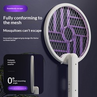 Raquette anti-moustiques électrique pliable avec attracteur UV, tapette à insectes silencieuse, fixation murale, batterie intégrée